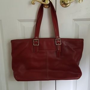 Coach Red leather tote bag